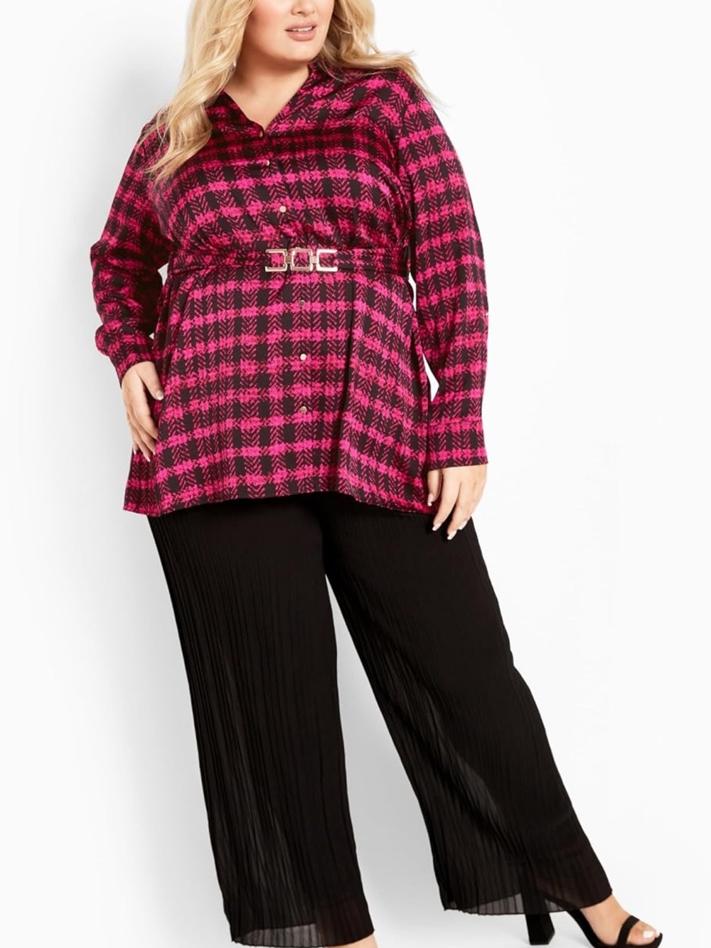 NWOT Avenue Pink and Black Patterned Tunic